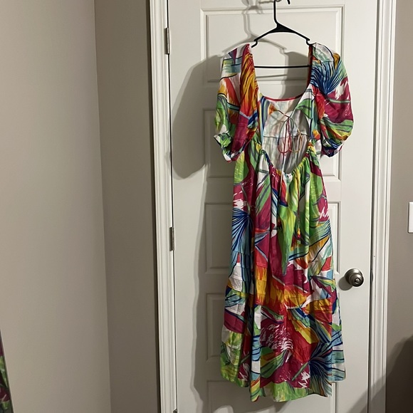 Farm Rio Rainbow Open Back Midi Dress Size S - Picture 3 of 4